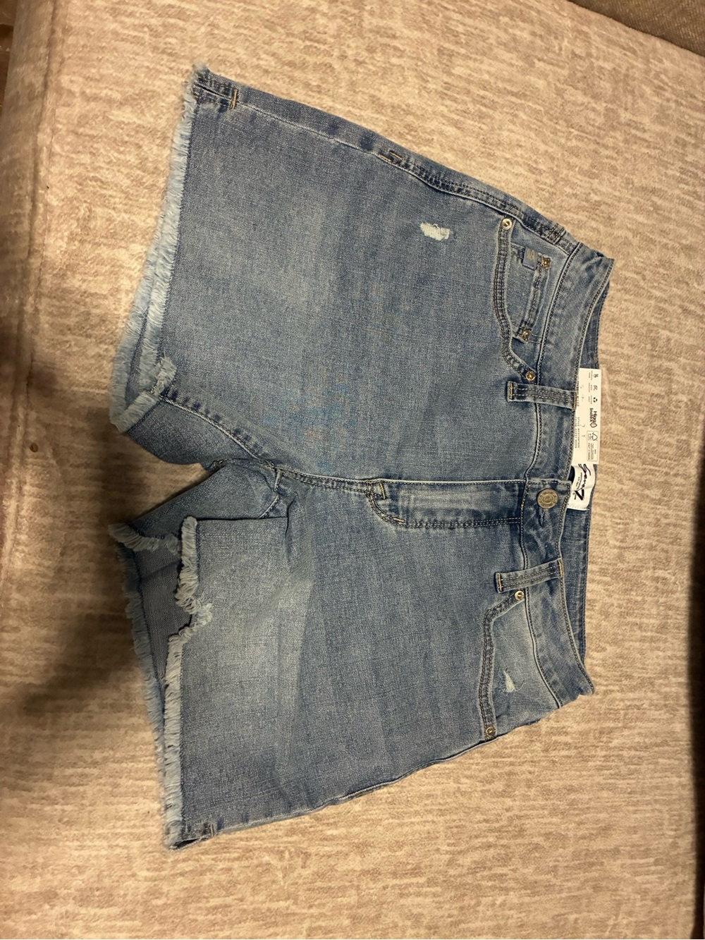 Seven7 Washed Light Blue Denim Cutoff Shorts